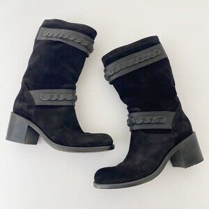 Free Lance Paris Suede Boots Shoes w Heel Black